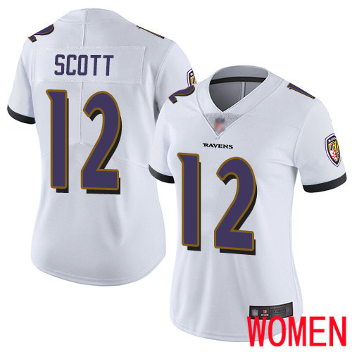 Baltimore Ravens Limited White Women Jaleel Scott Road Jersey NFL Football #12 Vapor Untouchable